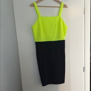 The Vanity Room Yellow Black Cocktail Sheath Dress